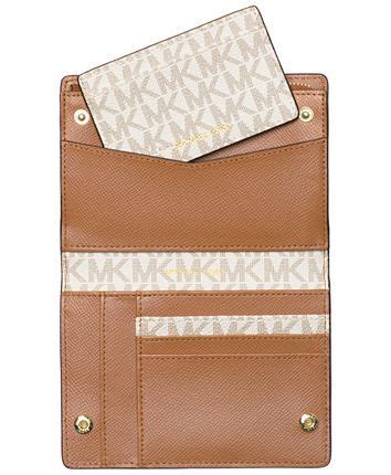 michael michael kors signature 2-in-1 card case carryall